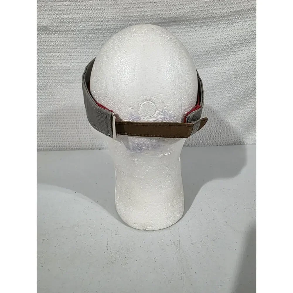 True Religion Sample Visor Hat Gray Blue Horseshoe Logo Leather Strap Paramount